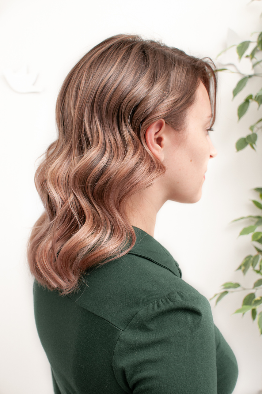 Wave blonde medium length hair on young woman